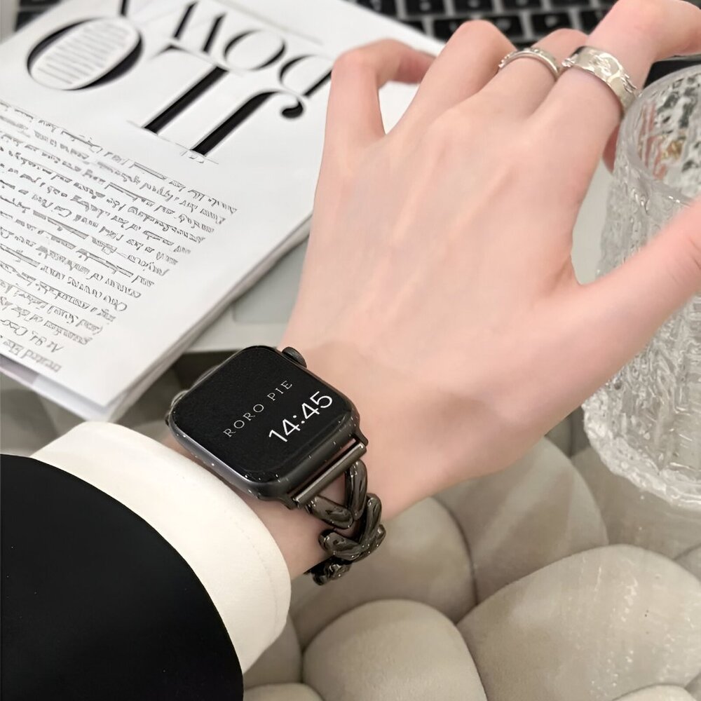 NEW Adjustable Stylish Strap Stainless  Watch Band For Apple Watch - Black